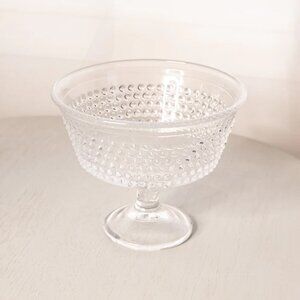 Vintage LE Smith Medium Clear Glass Hobnail Flared Compote